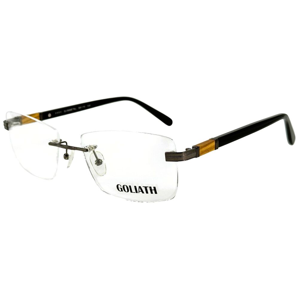 Goliath XXXIII Mens 3 Piece Metal Rimless Eyeglass Frame Gunmetal 58-18 Italy